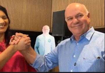 Jakeline e Geraldo durante lançamento das candidaturas 